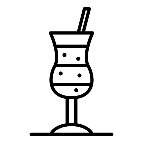 冷玻璃鸡尾酒图标，轮廓风格 — 图库矢量图片