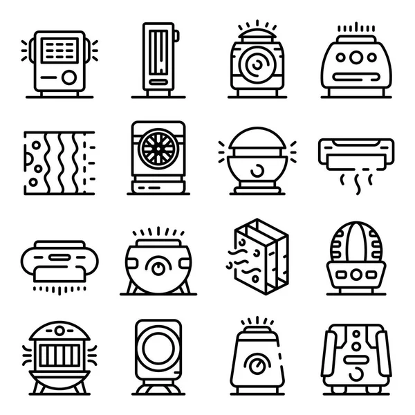 Conjunto de iconos de purificador de aire, estilo de contorno — Vector de stock