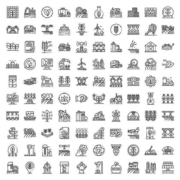 Tarım robot simgeleri seti, anahat tarzı