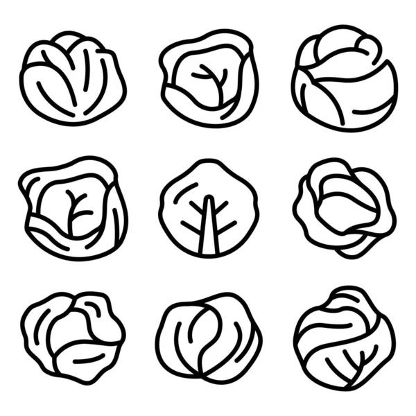 Conjunto de iconos de col, estilo de contorno — Vector de stock