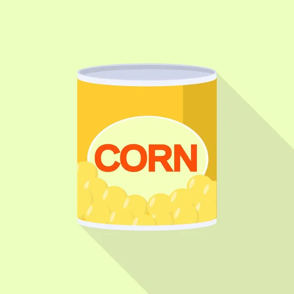 トウモロコシ缶缶アイコン、フラットスタイル — ストックベクタ