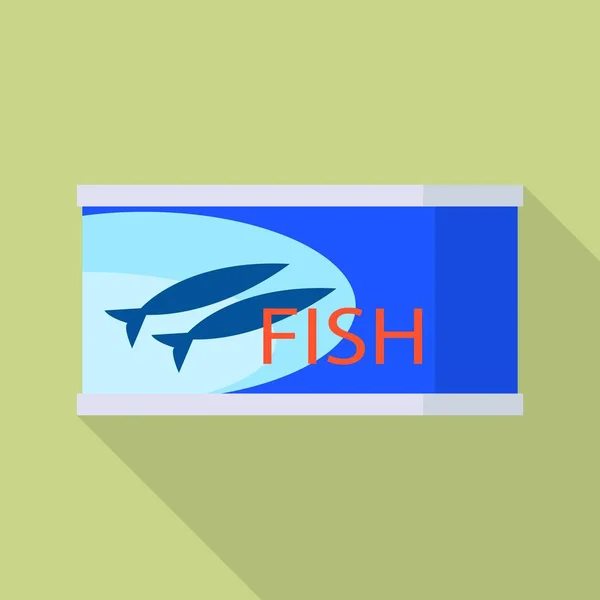 Fish tin icon, flat style — Stock Vector