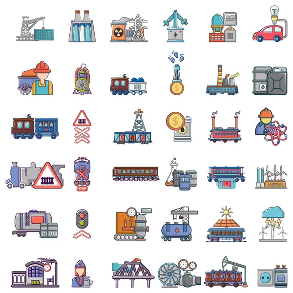 Energietransfer Icons Set, Cartoon-Stil — Stockvektor