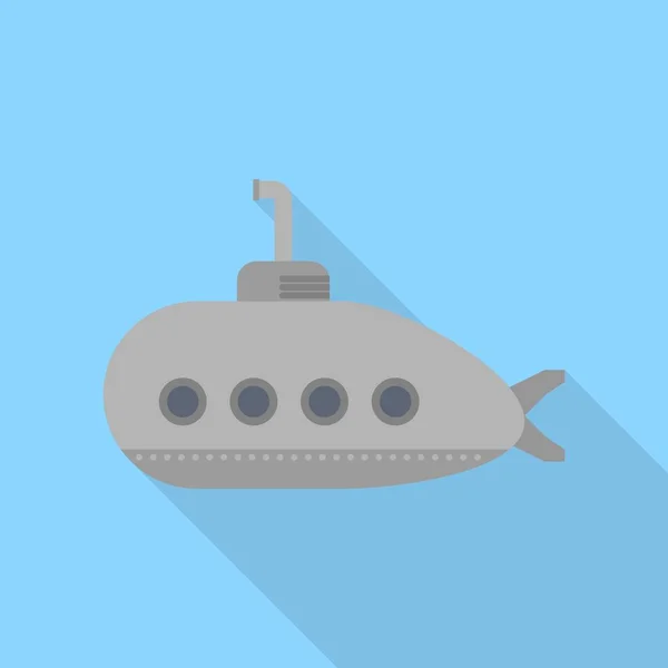 Icône de sous-marin gris, style plat — Image vectorielle