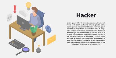 Hacker kavram afiş, biyometrik tarzı