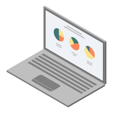 İş dizüstü bilgisayarı simgesi, izometrik biçim