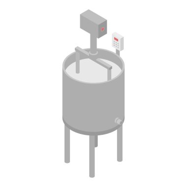 Süt fabrikası mikser simgesi, isometrik stil