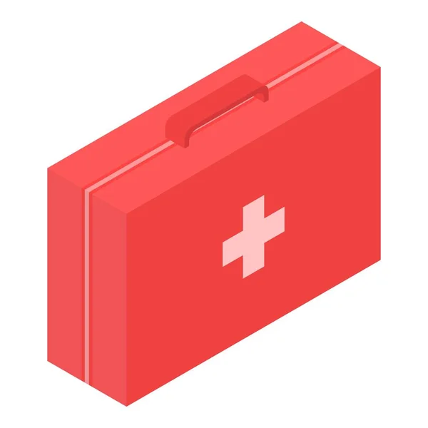 Червона піктограма набору першої допомоги, ізометричний стиль — стоковий вектор