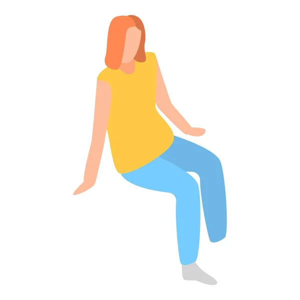 Sitzende Frau, isometrischer Stil — Stockvektor