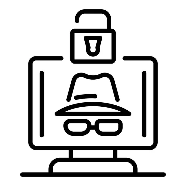 Hacker protected icon, outline style — Stock Vector
