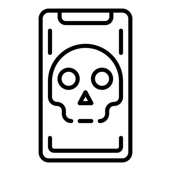 Gehackte smartphone pictogram, outline stijl — Stockvector