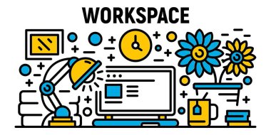 Freelancer çalışma alanı afiş, anahat tarzı