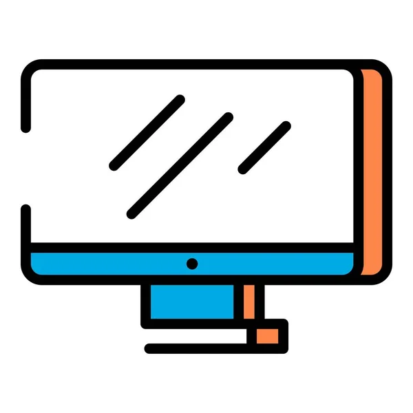 Computer monitor icon, outline style — Stock Vector