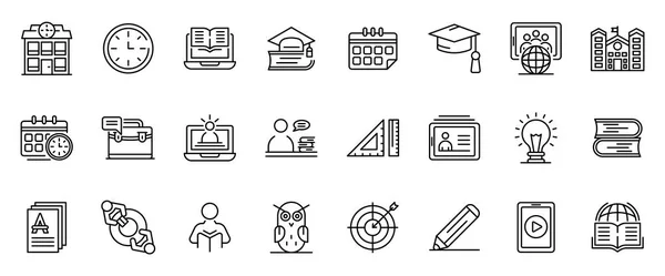 Tutor icons set, outline style — Stock Vector
