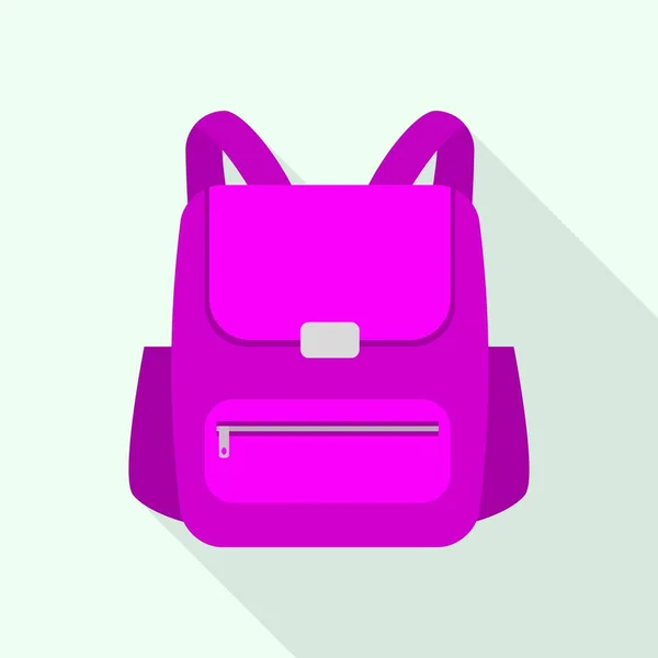 Icône sac à dos fille rose, style plat — Image vectorielle