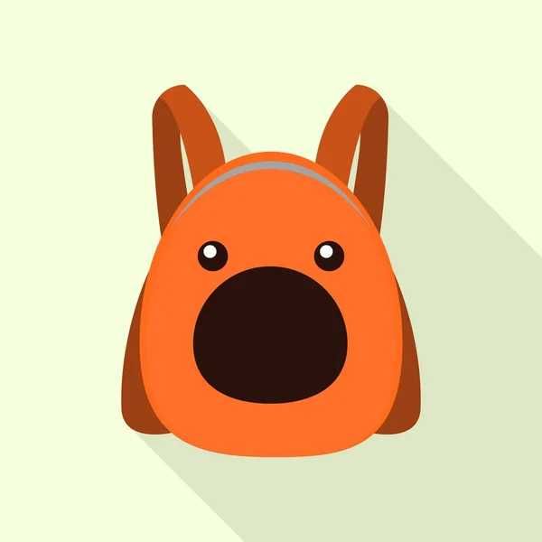 Funny animal backpack icon, flat style