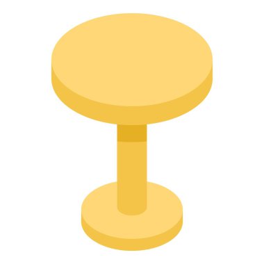 Yuvarlak sarı masa simgesi, isometrik stil