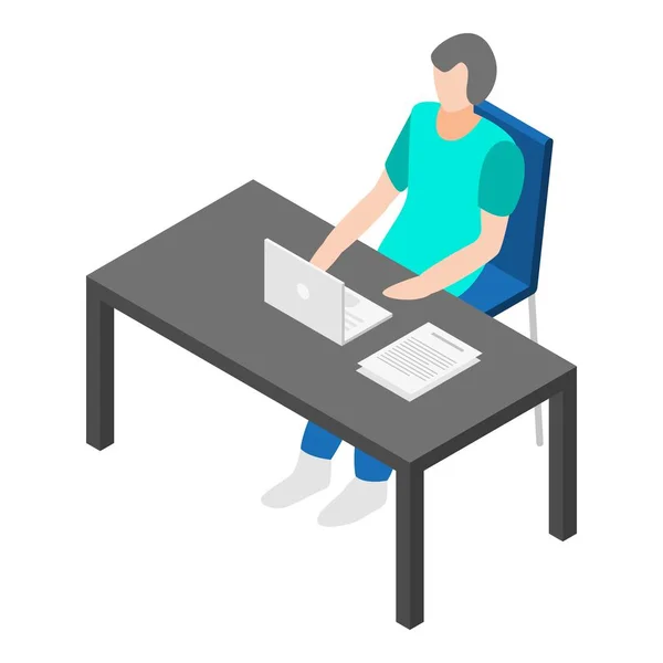 Ícone de mesa de trabalho de escritório, estilo isométrico — Vetor de Stock