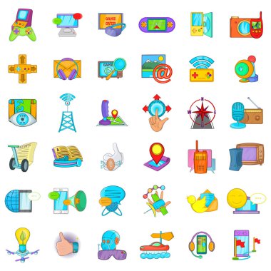 Siber geliştirme simgeleri seti, çizgi film biçimi