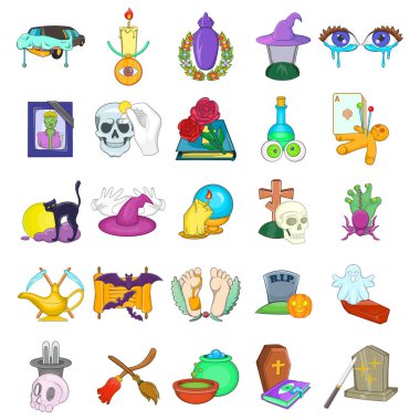Cadılar Bayramı Icons set, karikatür tarzı