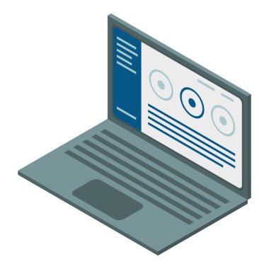 İş dizüstü bilgisayarı simgesi, izometrik biçim