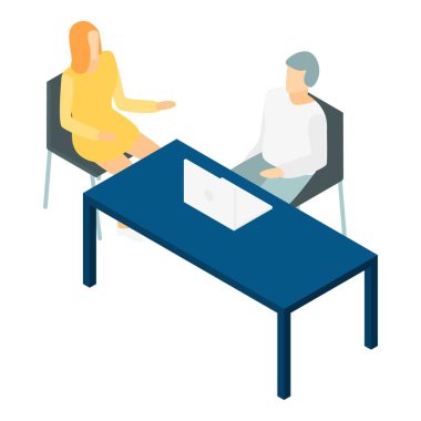 Ofis masaüstü toplantı simgesi, izometrik biçim