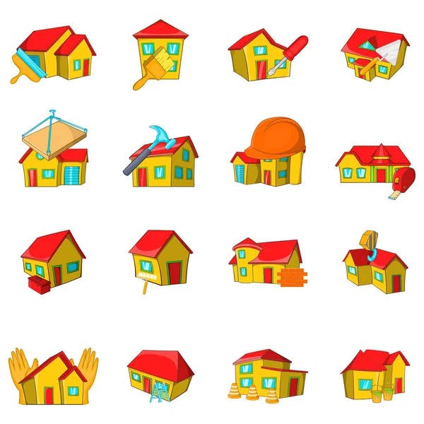 Repair house icons set, cartoon style — 스톡 벡터