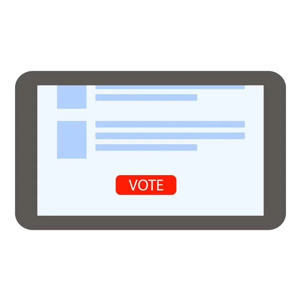 Online vote tablet icon, flat style — 스톡 벡터