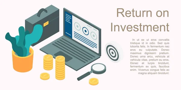 Return on Investment Konzept Banner, isometrischer Stil — Stockvektor