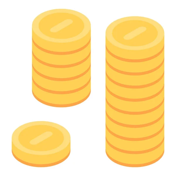 Mynt stack ikon, isometrisk stil — Stock vektor