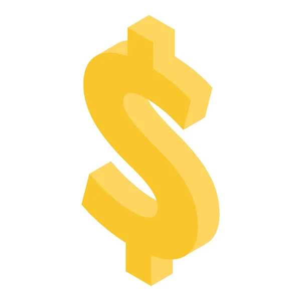 Icône signe dollar or, style isométrique — Image vectorielle