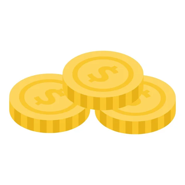 Monedas icono de pila, estilo isométrico — Vector de stock