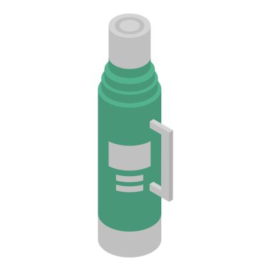 Yeşil termos simgesi, isometrik stil