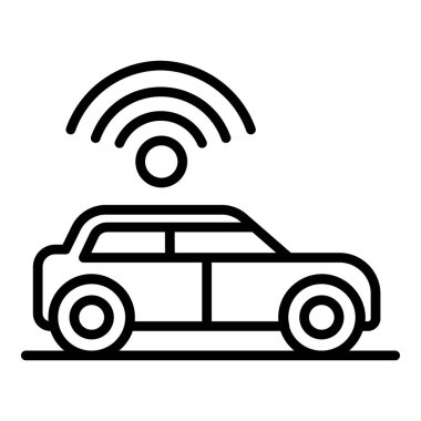Araba simgesi üzerinde Wifi işareti, anahat tarzı