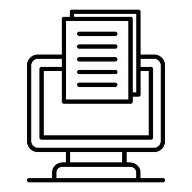 Monitör ve belge simgesi, anahat stili