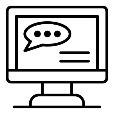 Monitör simgesi, anahat stili üzerinde Sohbet balonu