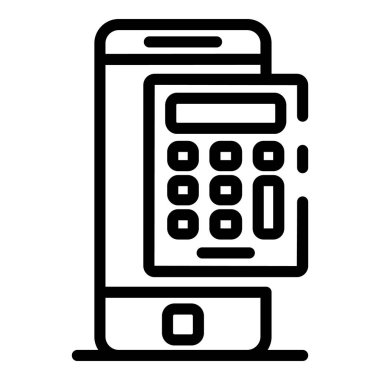 Finans akıllı telefon hesap makinesi simgesi, anahat stili