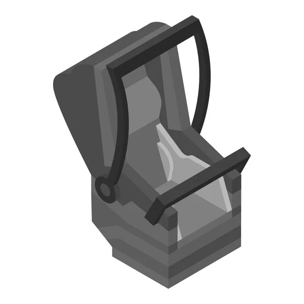 Zwart kind autostoel pictogram, isometrische stijl — Stockvector