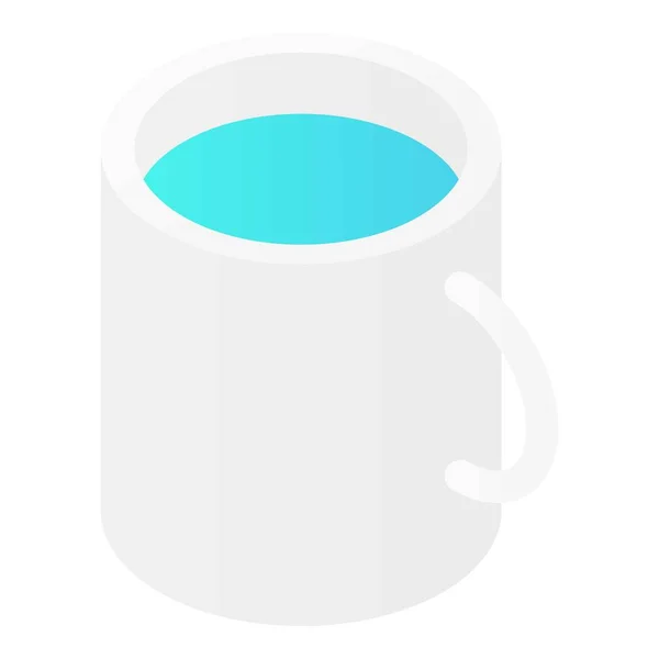 Tasse avec icône liquide bleue, style isométrique — Image vectorielle