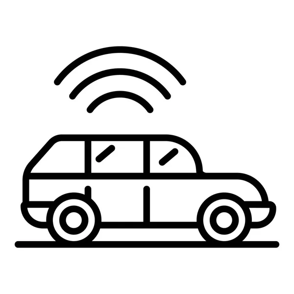 Icona auto e GPS, stile contorno — Vettoriale Stock