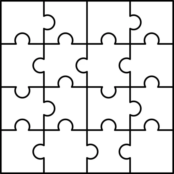 Puzzle pezzi modello, stile contorno — Vettoriale Stock