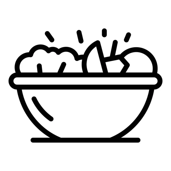Görög saláta ikon, körvonalazott stílus — Stock Vector