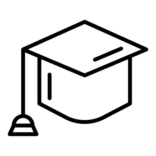 Kwadratowa ikona kapelusza akademickiego, styl konturu — Wektor stockowy