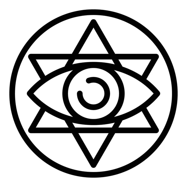 Icono del emblema de alquimia ocular, estilo de contorno — Vector de stock