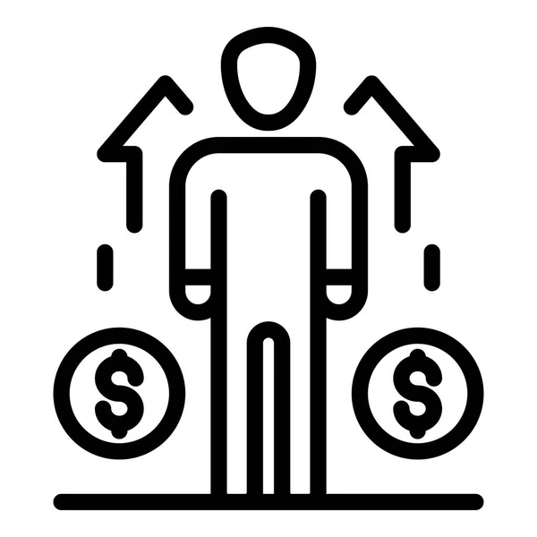 Investidor dinheiro para cima ícone, estilo esboço —  Vetores de Stock