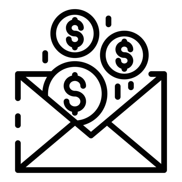 E-Mail Geld Anleger Symbol, Umriss Stil — Stockvektor