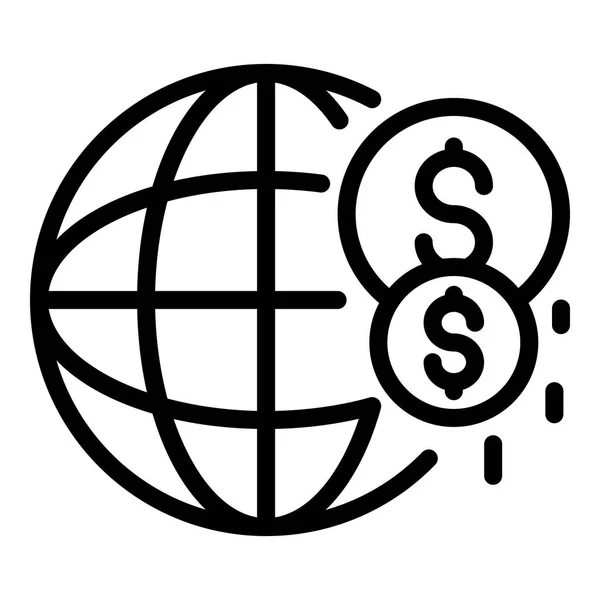 Icono de dinero del inversor global, estilo de esquema — Archivo Imágenes Vectoriales