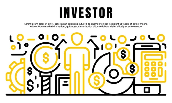 Banner de inversor, estilo de esquema — Vector de stock