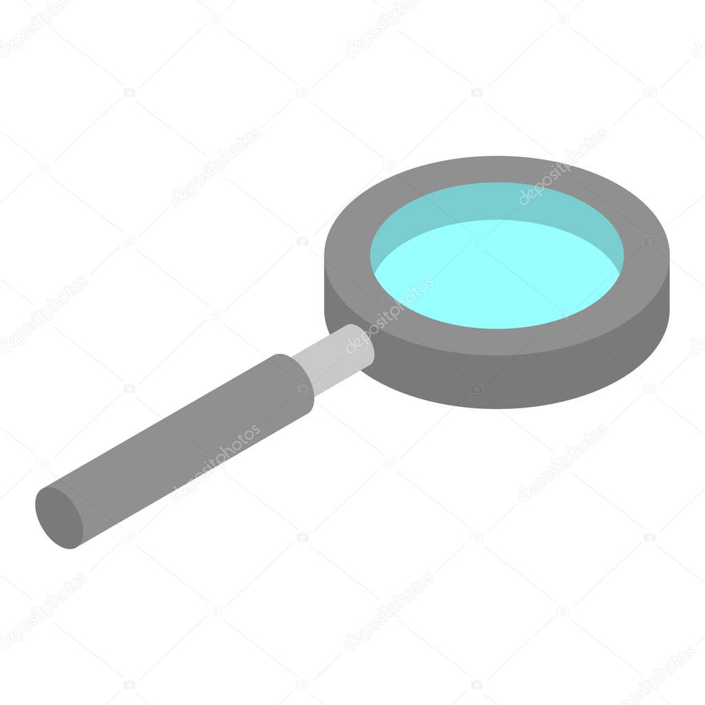 Metal magnify glass icon, isometric style