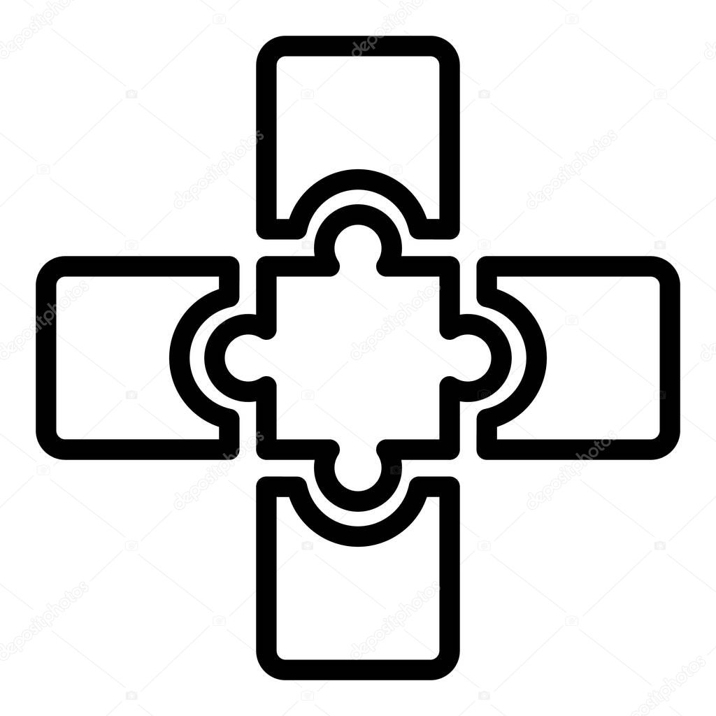 Jigsaw combination icon, outline style